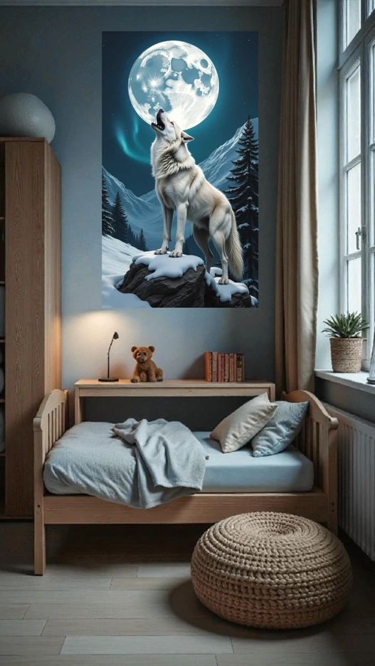 Borduurpakket Huilende Wolf bij Maanlicht - Afbeelding 3