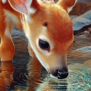 Borduurpakket Spiegelbeeld van Jong Hert