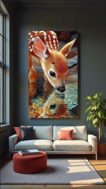 Borduurpakket Spiegelbeeld van Jong Hert - Afbeelding 3