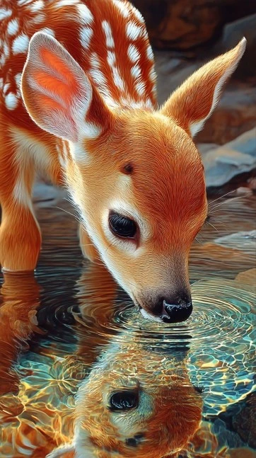 Borduurpakket Spiegelbeeld van Jong Hert