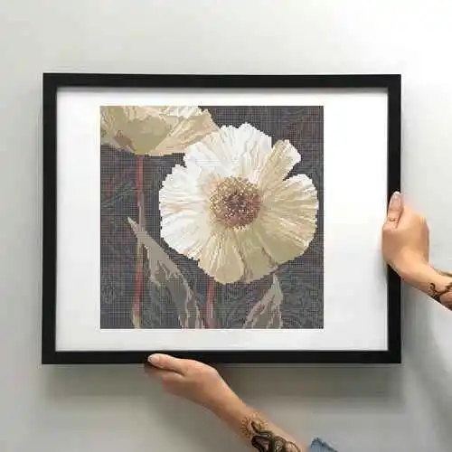 Kralen borduurset "Witte Pioen" - Afbeelding 3