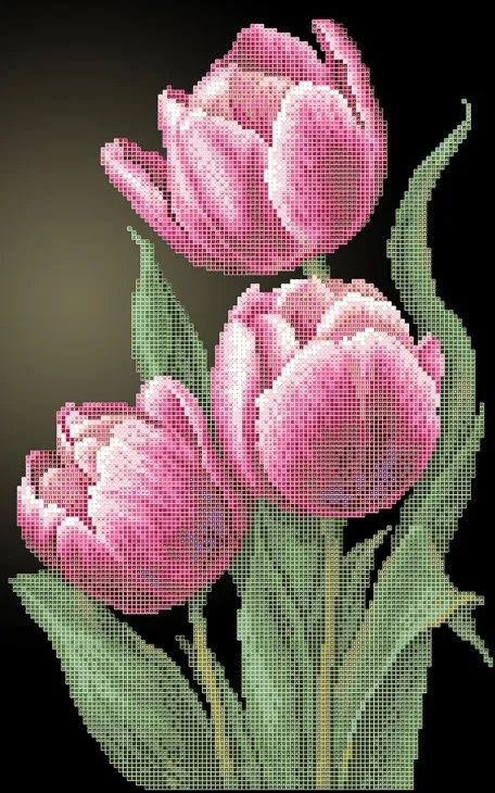Kralen borduurset "Paarse Tulpen"