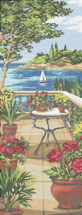 Kralen borduurset "Tafel op het terras"