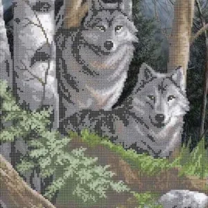 Kralen borduurset "Wolven in het Bos"