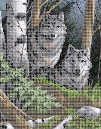 Kralen borduurset "Wolven in het Bos"