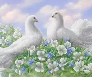 Kralen borduurset "Duiven op Bloemen"
