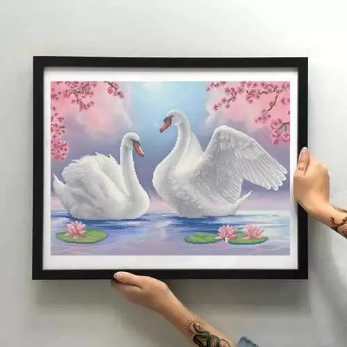 Kralen borduurset "Zwanen op het Meer" - Afbeelding 3
