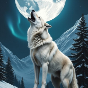 Huilende Wolf bij Maanlicht