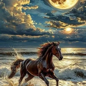 Borduurpakket Paard in de Branding