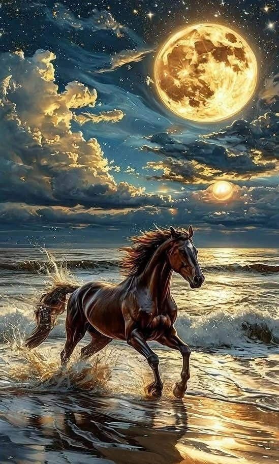 Borduurpakket Paard in de Branding