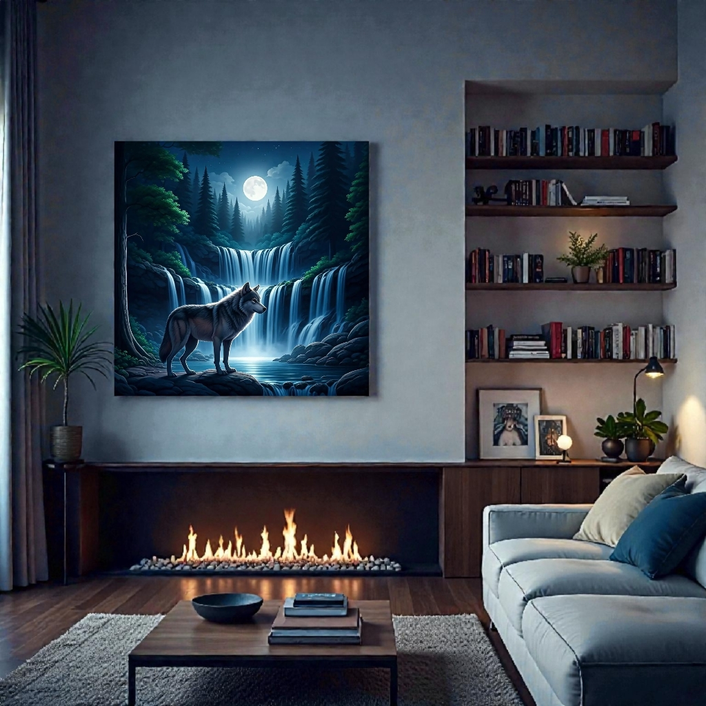 Borduurpakket "Wolf bij Maanlicht" - Afbeelding 2