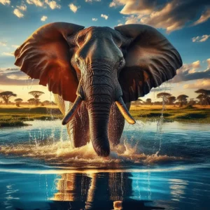 Borduurpakket "Olifant op de Savanne"