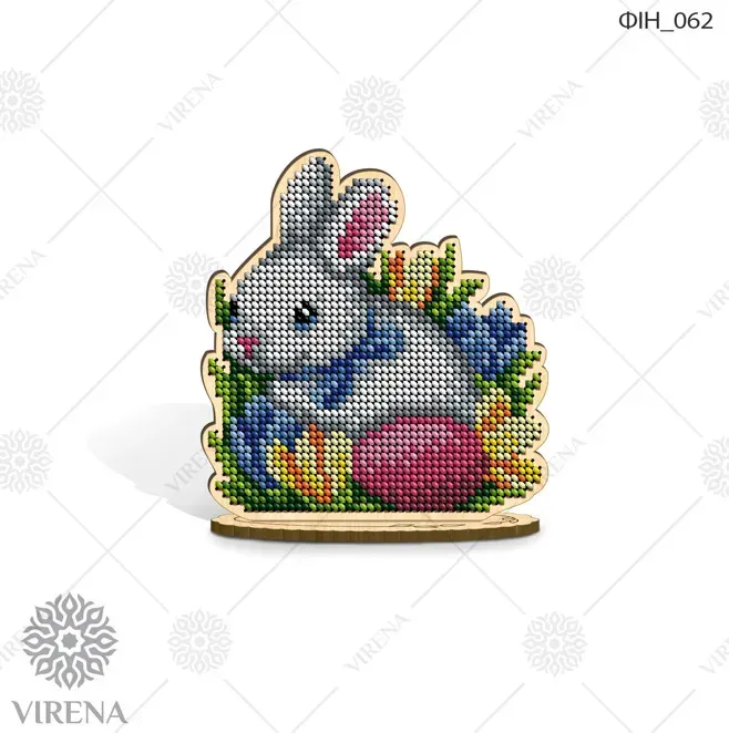 Houten figuur Paas Konijn op voet