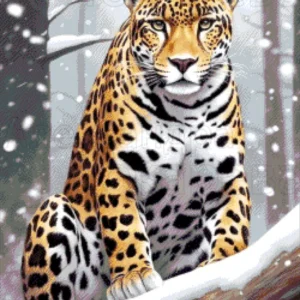 Kralen borduurpakket "Jaguar in Frost”