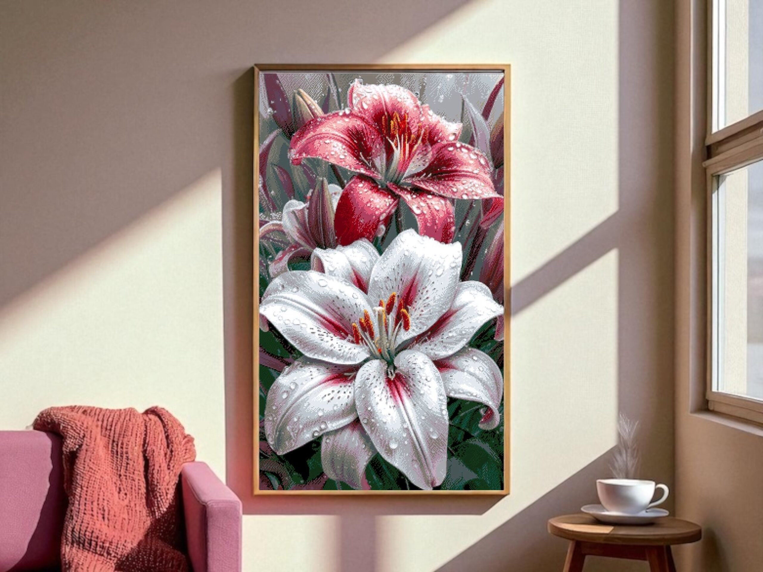 Borduurpakket “Lelies met Dauwdruppels" - Afbeelding 2