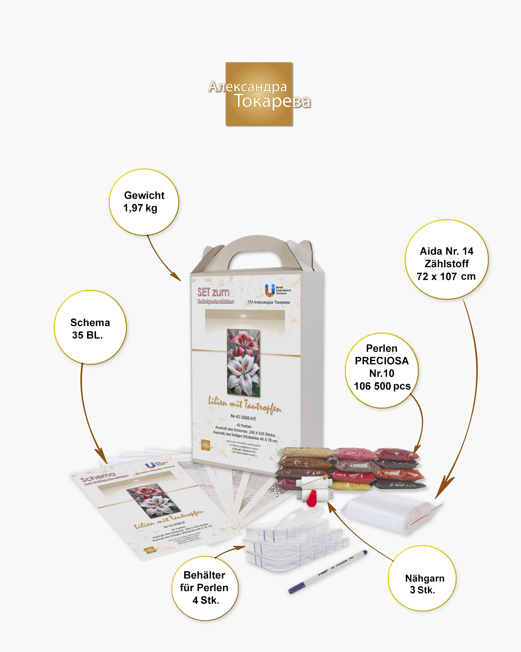 Borduurpakket “Lelies met Dauwdruppels" - Afbeelding 4