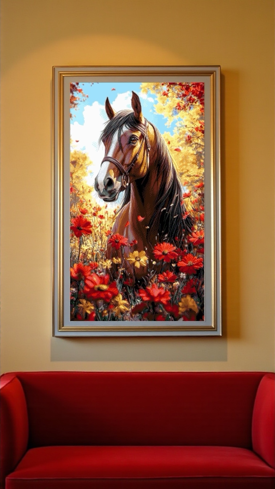 Borduurpakket “Paard in Bloemen" - Afbeelding 2