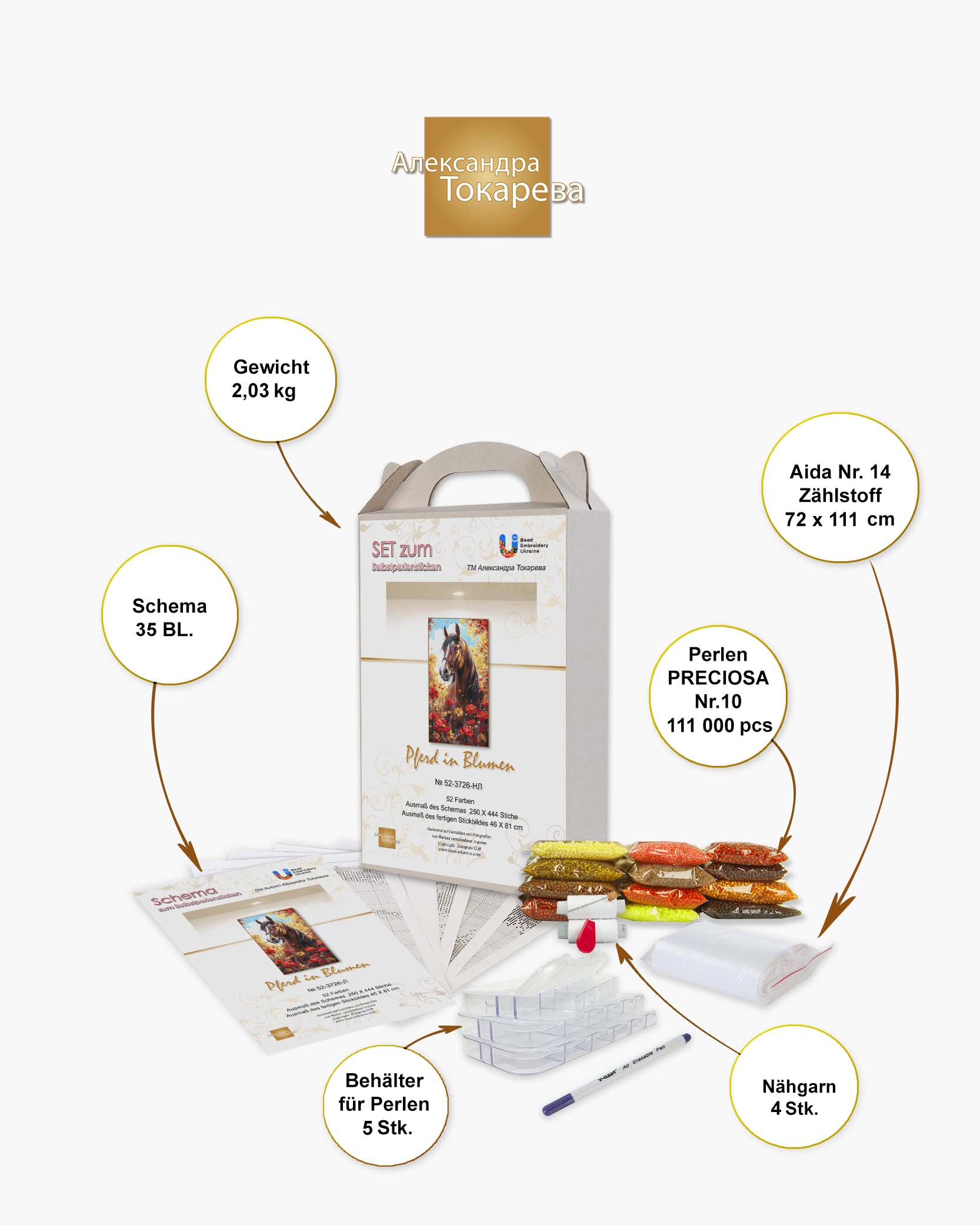 Borduurpakket “Paard in Bloemen" - Afbeelding 4