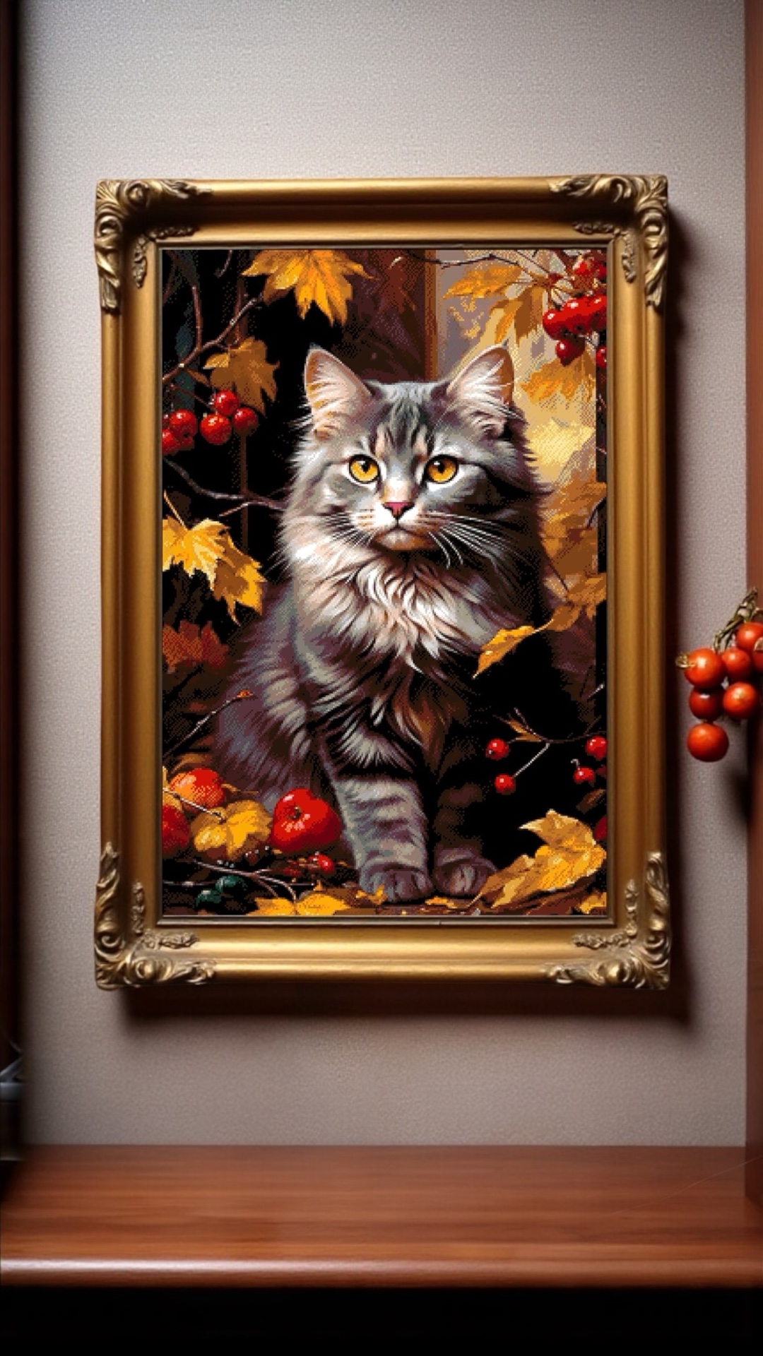 Borduurpakket “Kat in de Bladeren" - Afbeelding 2