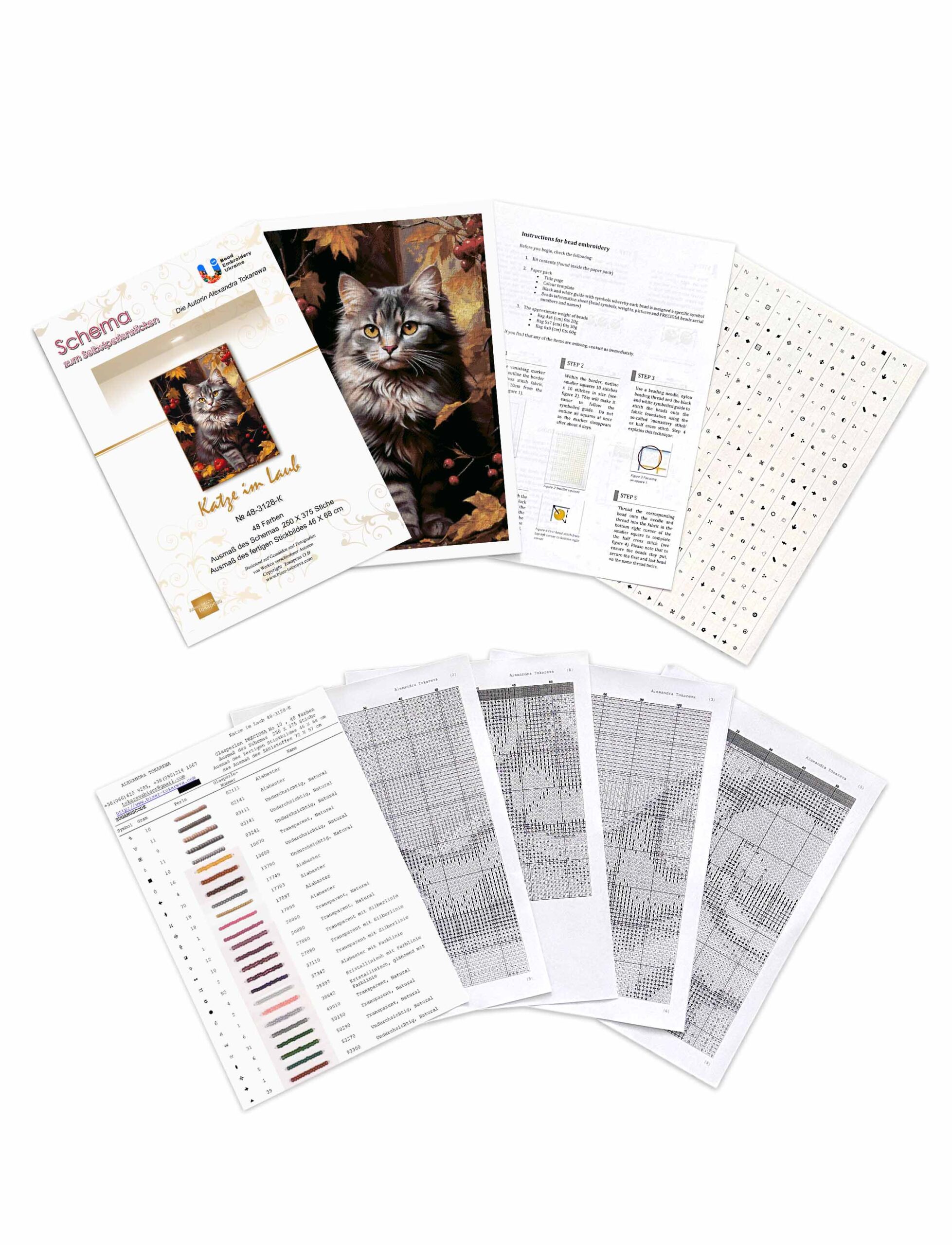 Borduurpakket “Kat in de Bladeren" - Afbeelding 4