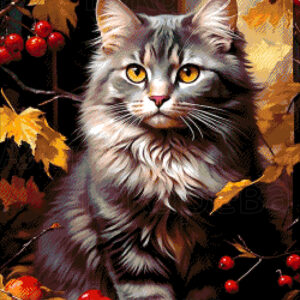 Borduurpakket “Kat in de Bladeren"