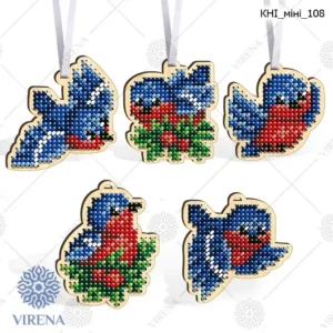 Houten hangers Kerst vogels