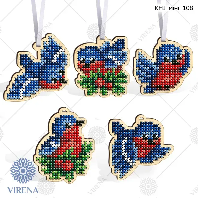 Houten hangers Kerst vogels