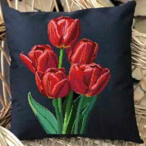 Borduurkussen "Rode Tulpen"