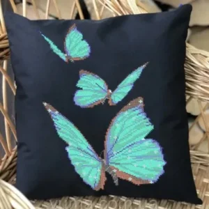 Borduurkussen "Blauwe Vlinders"