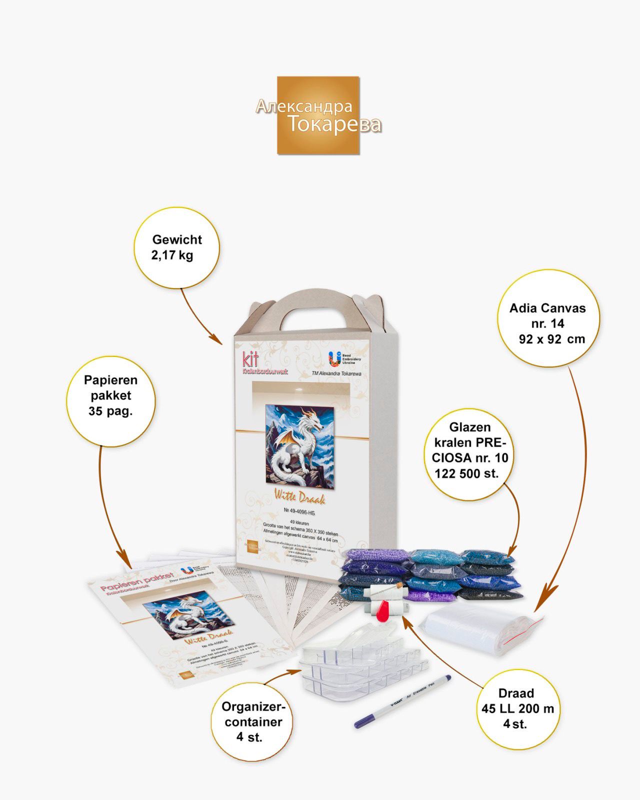 Borduurpakket “Witte Draak" - Afbeelding 4