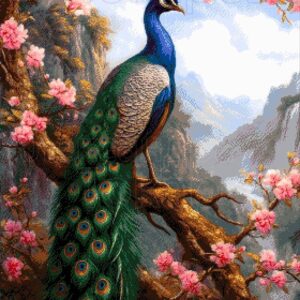 Borduurpakket “Pauwen op de Sakura deel 1"