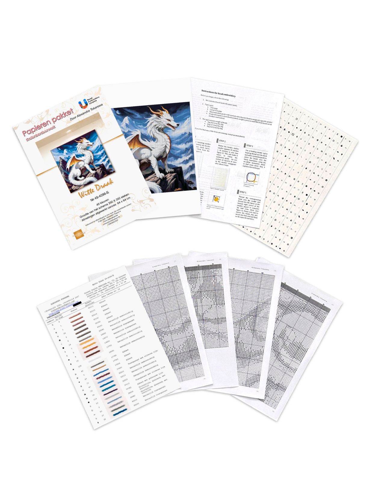 Borduurpakket “Witte Draak" - Afbeelding 5