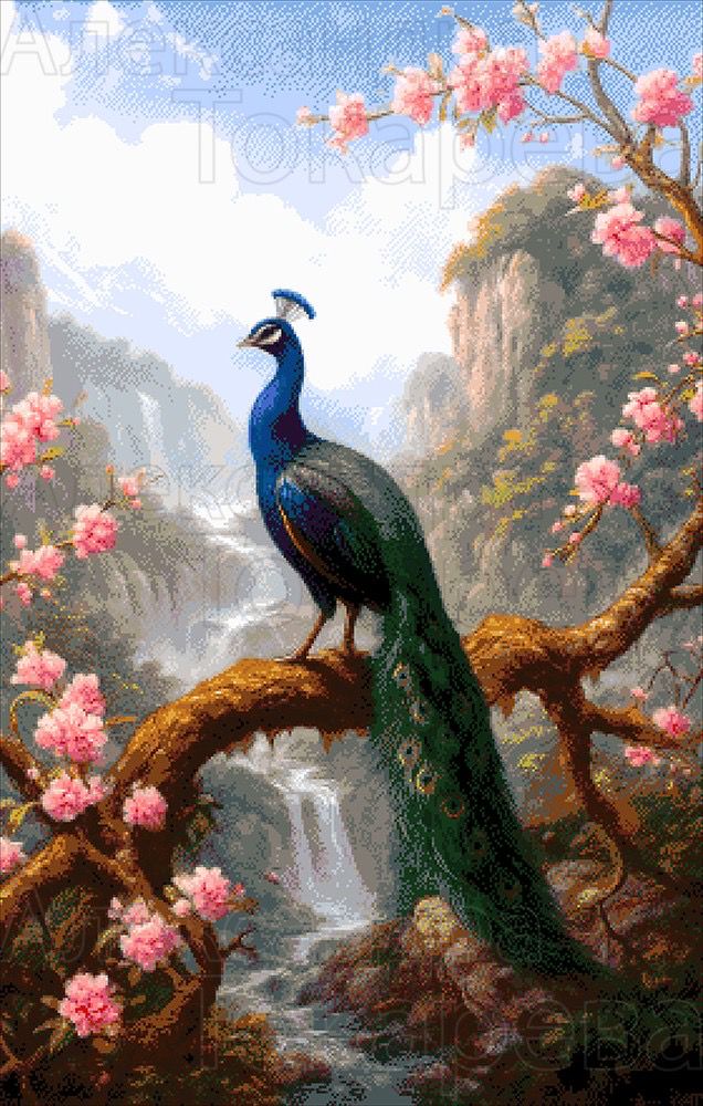 Borduurpakket “Pauwen op de Sakura deel 2"