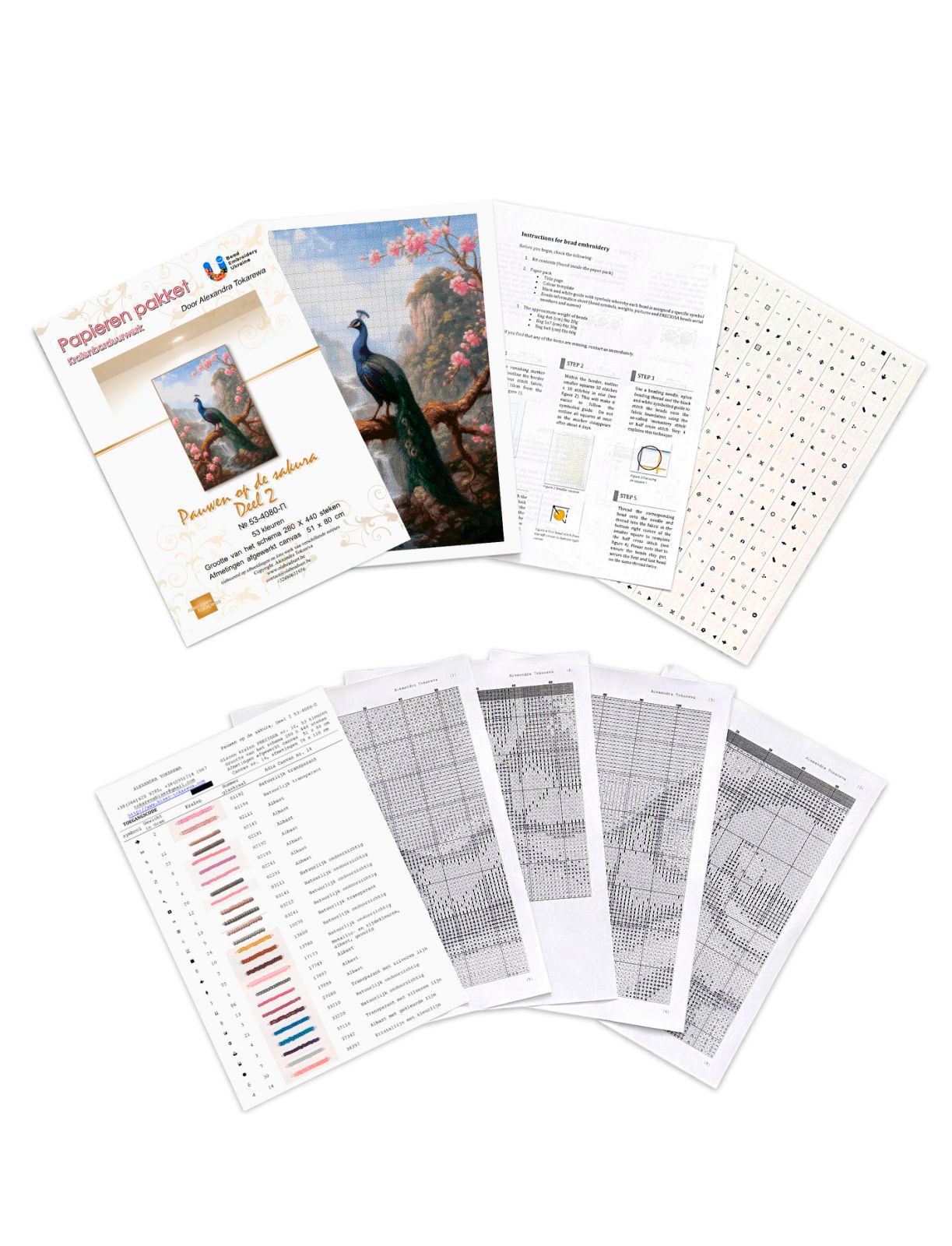 Borduurpakket “Pauwen op de Sakura deel 2" - Afbeelding 6