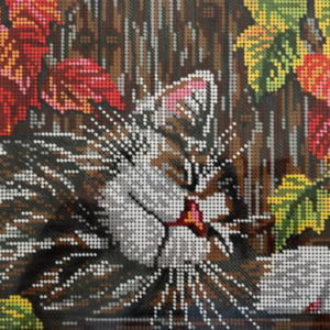 Borduurpakket Kat in de bladeren