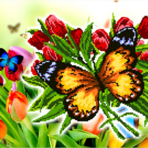 Borduurpakket Vlinders in de Tulpen