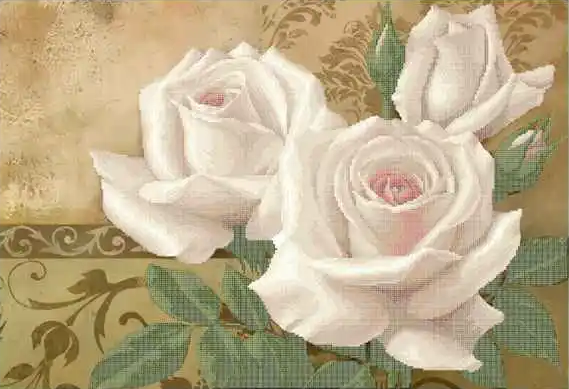 Borduurset Witte Rozen