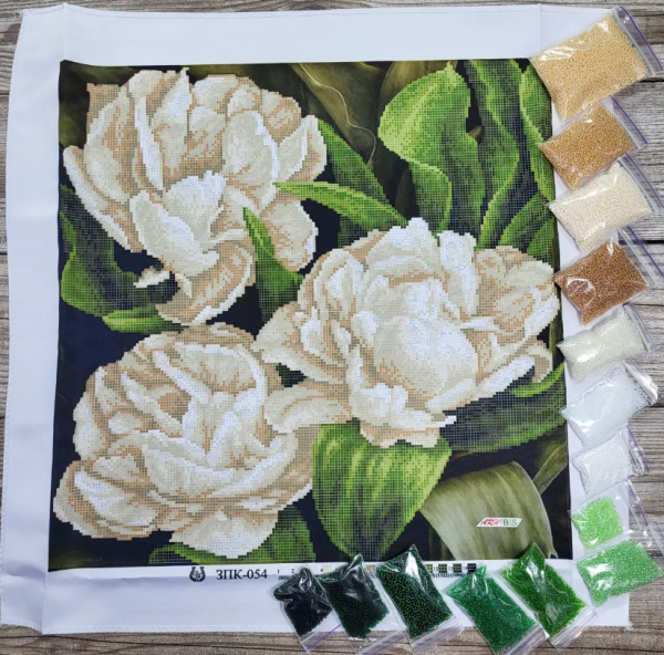 Kralen borduurpakket "Witte rozen" - Afbeelding 5