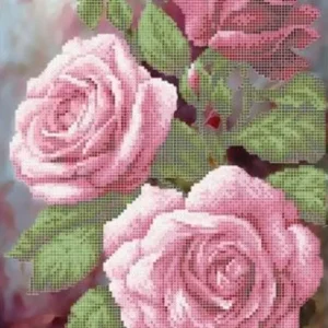 Kralen borduurpakket "Roze Rozen"