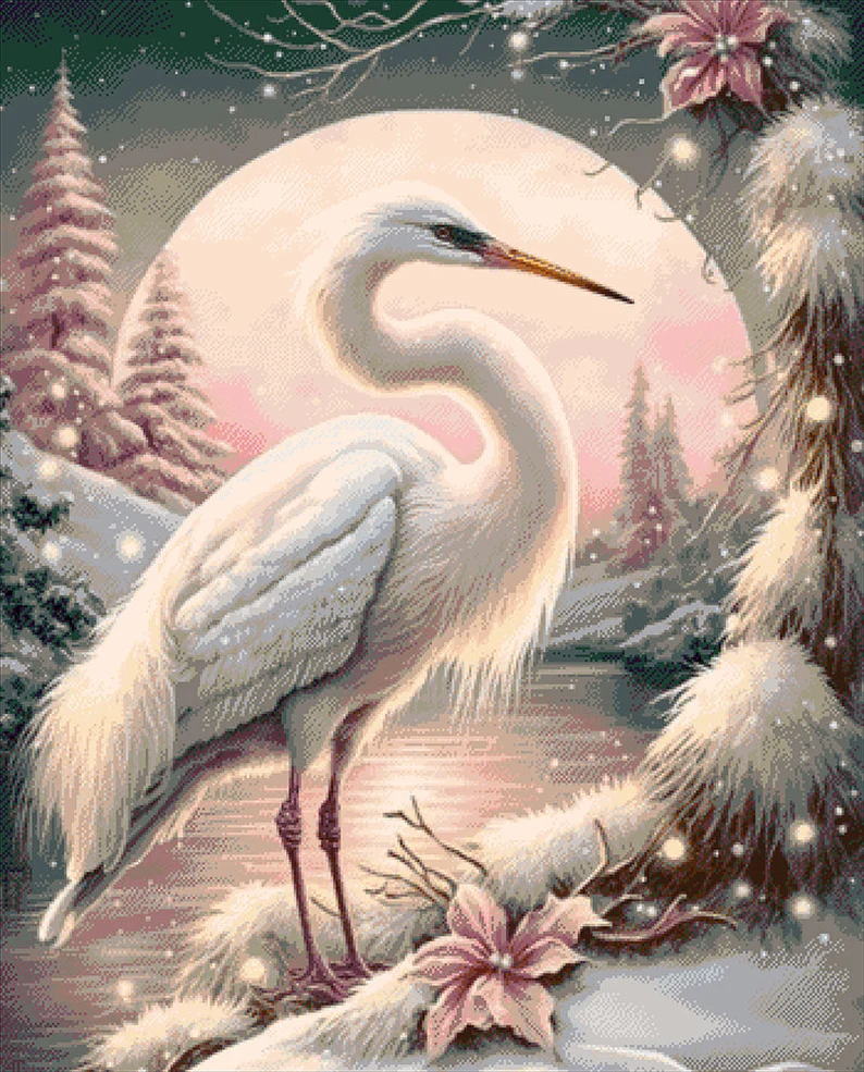 Kralen Borduurpakket “Witte Reiger"