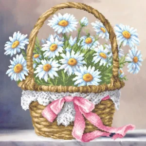 borduurset "Mandje met Madeliefjes"