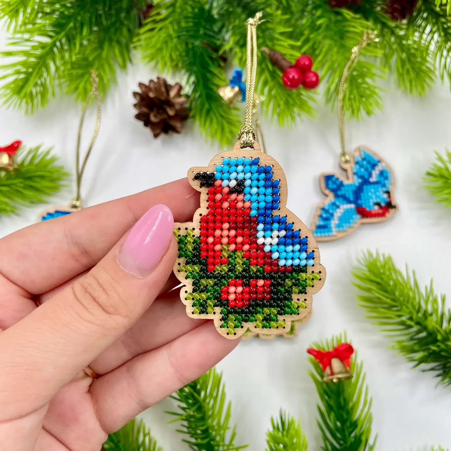 Houten hangers Kerst vogels - Afbeelding 3