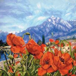 Borduurpakket "Klaprozen in de bergen"