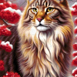 Kralen borduurpakket "Kat in de Sneeuwbalstruik"