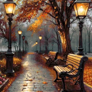 Borduurpakket Avond in het Park