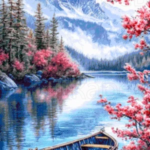 Borduurpakket Sakura bij het Meer