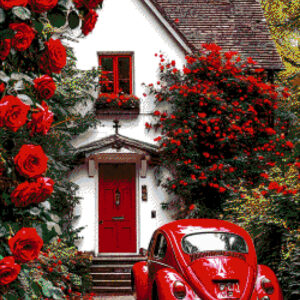 Borduurpakket “Huis in Rozen"