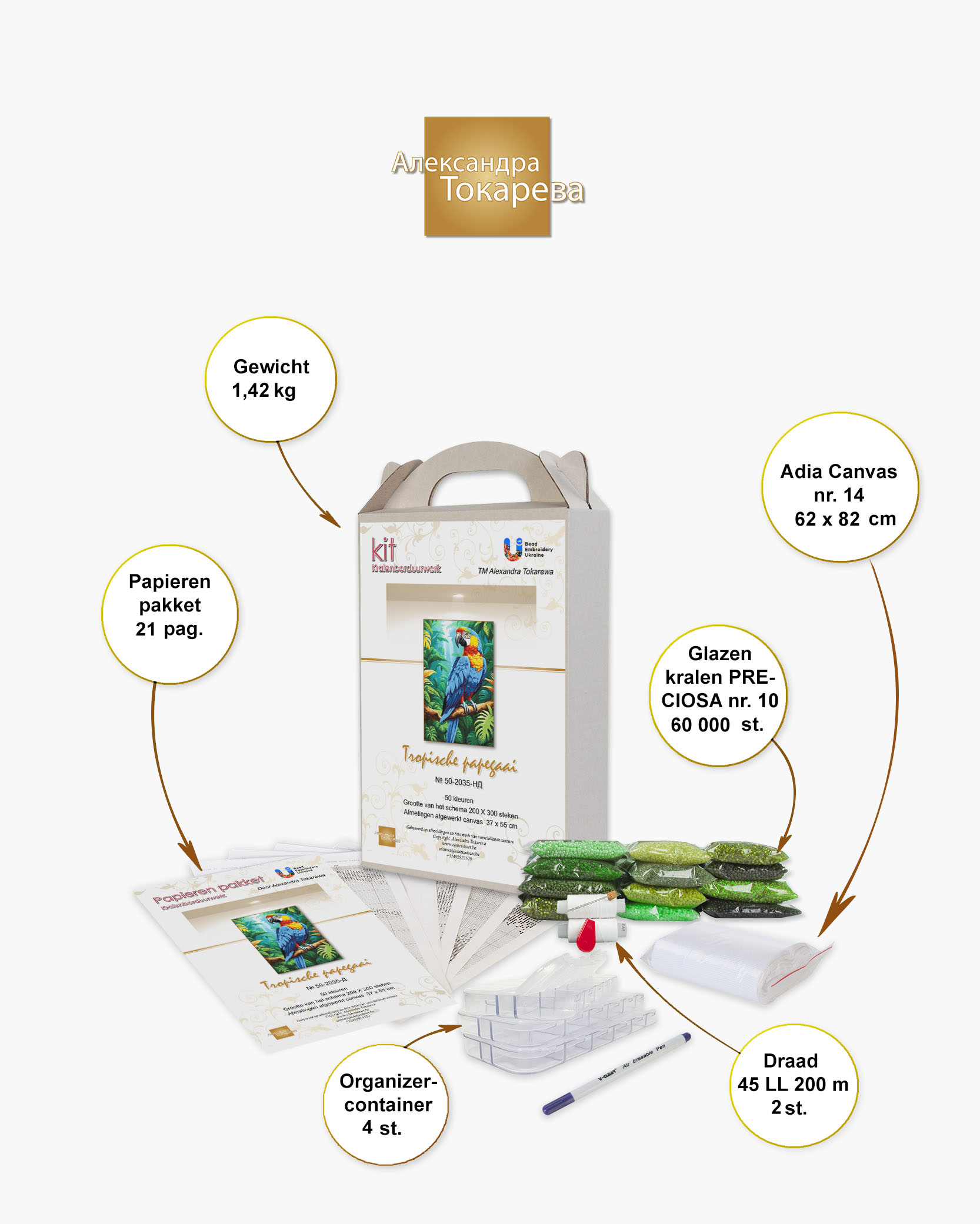 Borduurpakket “Tropische Papegaai" - Afbeelding 3